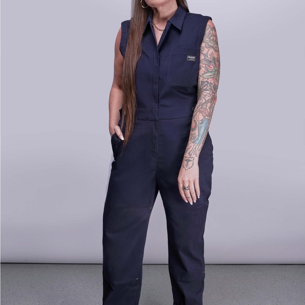 NWT WILDFANG Essential Sleeveless Highwaisted Coverall in Navy Blue